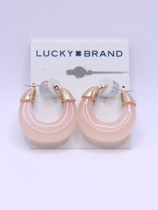 Lucky Brand Jewelry - Lucky Brand Blush Resin C-Shaped Hoop Earrings with Gold Caps